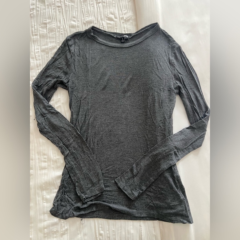 Fashion Nova Charcoal Long Sleeve Top